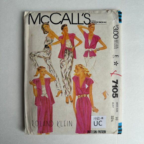 Vintage 80s McCalls 7105 Misses Jacket Camisole Skirt Pants Sash Size 10 Uncut - Picture 1 of 3